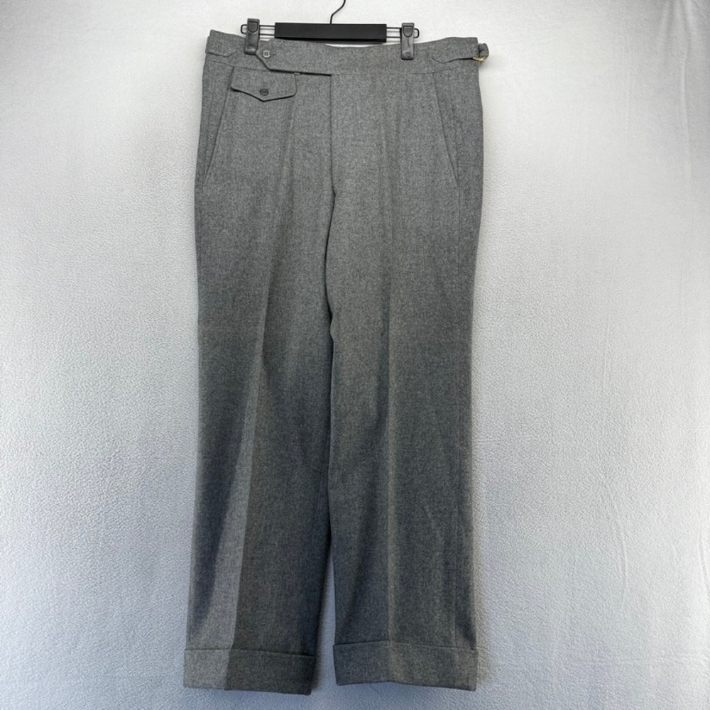 Vintage Claymore Trousers mens 36 Fit 34x29 Gray Wool Cuffed Wool Pleated NEW